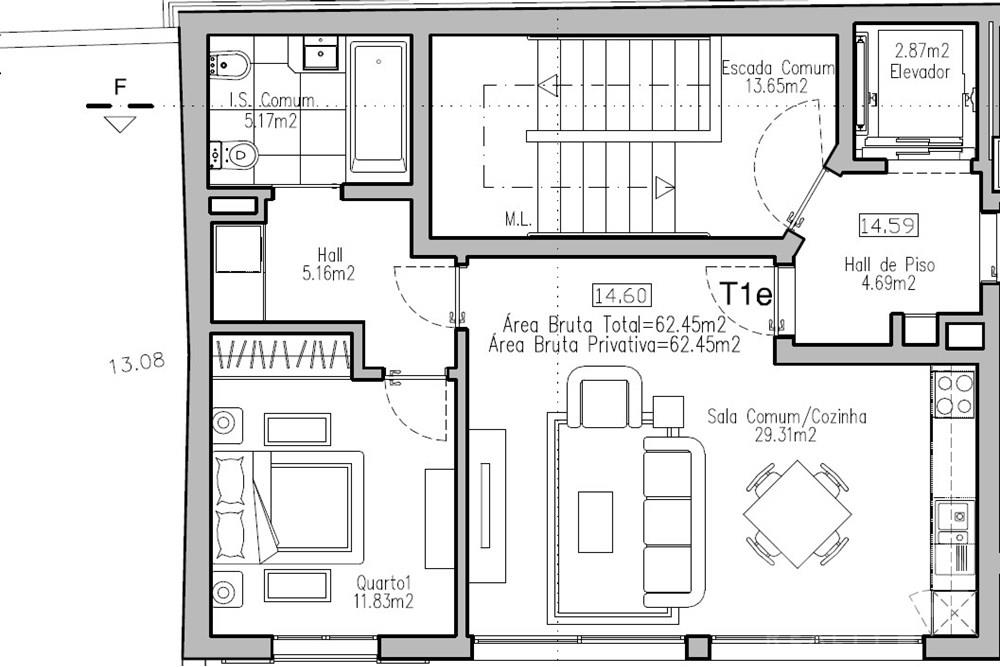 Apartamento T1 no centro do Funchal